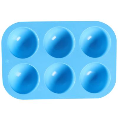 China Semi Viable Sphere Silicone Mold, 6 Hole Half Sphere Baking Mold For DIY Chocolate, Cake BPA Free Cupcake Mold for sale