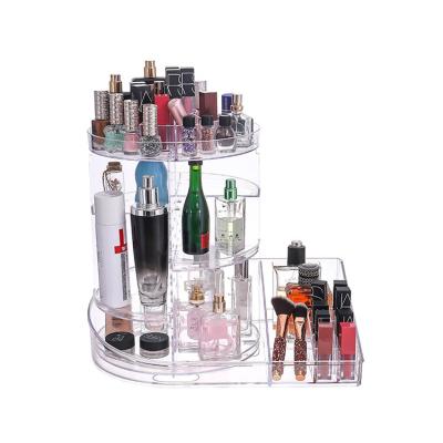 China Modern Revolving Organizer Jewelry Cosmetics Shelf Makeup Rack Rotating Make Up Rack For Bedroom Dresser for sale