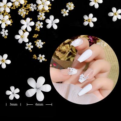 China New Acrylic Nail Art Rhinestone Decorations Manicure D053 DIY Design Nail Glitter 3D Ball Multi-sizes White Flowers Small for sale