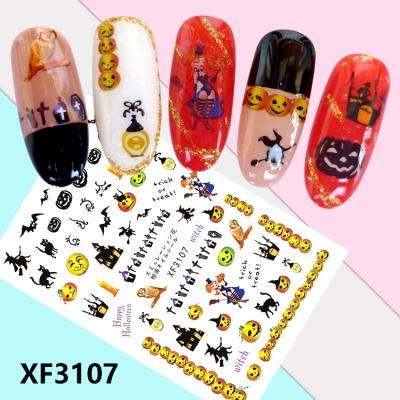 China Thinner Halloween Glue Korea Thin Back Nail Stickers Charm Colorful Nail Art Decals DIY Fashion Accessories XF3105-3116 for sale