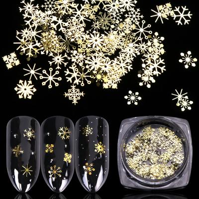 China Nail Art Sticker Designs Sequins Christmas Nail Art Decorations 3D Snowflakes Slices Nail Sticker Polish Manicure 1 Box Slim Box for sale