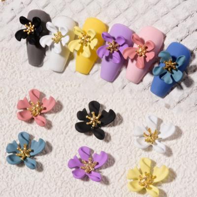 China New Design Metal Flower DIY Nail Art Decoration Japan Korea Style DIY Nail Art Accessories Candy Color Flowers for sale