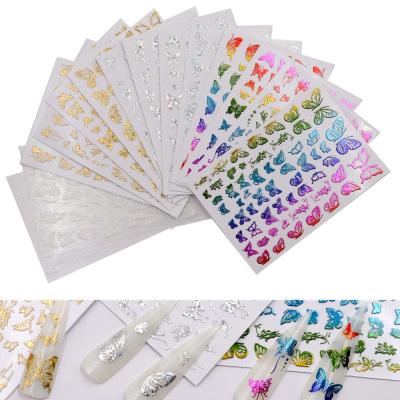 China Elegant 3D Thinner Butterfly Nails Art Manicure Back Glue Decal Decorations Nails Sticker For Nails Tips Beauty for sale