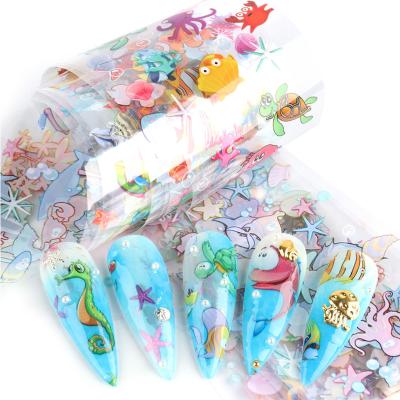 China Nail Foil Underwater World Animals Nail Foil Sticker Nail Salon Manicure Transfer Sticker Starry Nail Decorations Accessories for sale