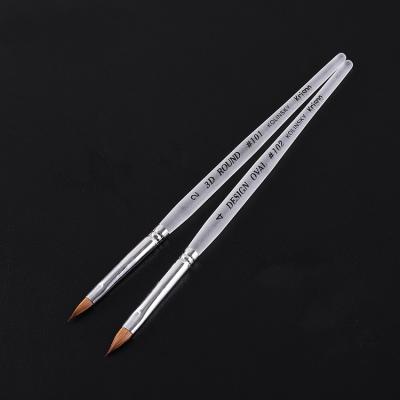 China Professional Oval Nail Art Pen Handle Art Painting Brush Clear Acrylic Round Nail Art Beauty Kolinsky Sable Hair Nail for sale