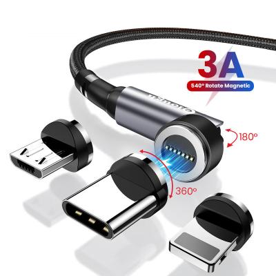 China Strong Magnetic Charging Cable + LED Indicator + 540Â ° Wholesale 540 Degree Rotating Usb Charger Cable 3A Magnetic Usb Data Mobile Cables 3 In 1 Magnetic Fast Charging Cable for sale