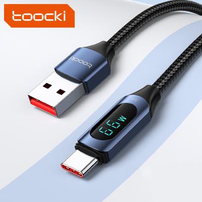 China LED Digital Display For Output Power Toocki Logo 6A Custom Type C Charging Cable With Led Display 66W USB C Cable For Samsung Phone for sale