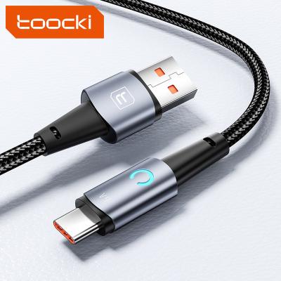 China Toocki LED Type-C Fast Charging 66W LED Indicator Nylon Cable 6A Braided USB Output Power To Tipo C Fast Charging Data Cable 1m 2m 3m for sale