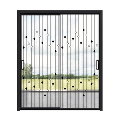 China JIUYIXING decoration simple design narrow frame aluminum alloy sliding double tempered balcony frosted glass door for sale