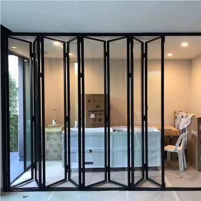 China Factory wholesale decoration JIUYIXING 2023 interior tempered glass aluminum folding sliding door for villa balcony for sale