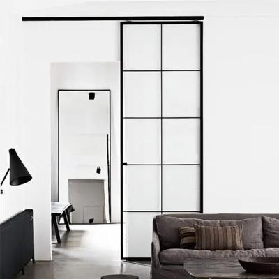 China JIUYIXING Waterproof Customized Height Modern Design Aluminum Alloy Interior Door Sliding Barn Doors For Bedroom for sale