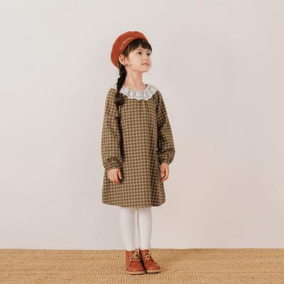 China Autumn Checked Cotton Flannel Dress French Spring Viable Series Girls Marc&janie LUFU Baby Boutique Dress Dresses 221281 for sale