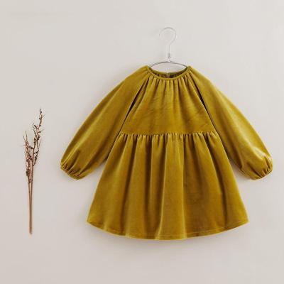 China Velvet Pleated Dress Baby Toddler Girls Boutique Dress Dresses 221302 French Viable Series French Girls Marc&janie LUFU Spring Fall Line A Dress 221302 for sale