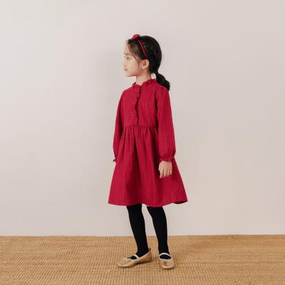 China Autumn Cotton Red Gold Stripe lace stand collar dress 221292 from the marc&janie LUFU spring of the French viable series girls for sale