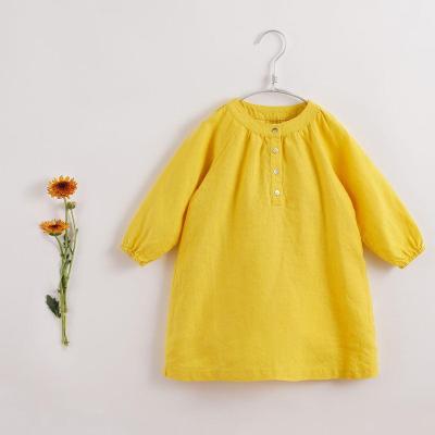 China marc&janie 210710 LUFU Summer 100% Linen Dress Children Viable Series French Girls Fashion Dress Children Infant Lolita Dresses for sale