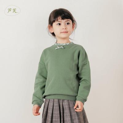 China French Viable Series Girls Marc&janie LUFU Autumn Lace Stand Collar Bow Sweatshirt 221098 for sale