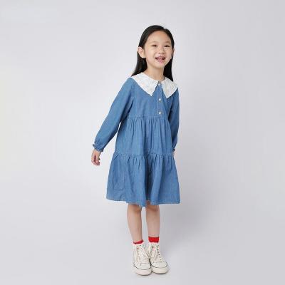 China Marc&janie Viable Spring Autumn Cotton Lace Collar Denim Dress Baby Toddler Girls A Line Dresses 220157 for sale