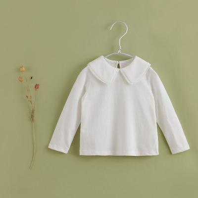 China marc&janie LUFU 221092 Viable French Series Autumn Girls' Top T-shirt Children Spring Peter Pan Collar Long-Sleeved Fashion Cute T-shirt for sale