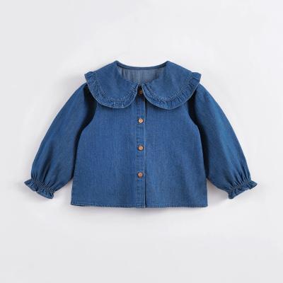 China Lapel Cotton Denim Shirt Big Spring Viable Autumn Girls 221537 Marc&janie 221537 Kids Fashion Cute Stylish Long Sleeve Shirt for sale