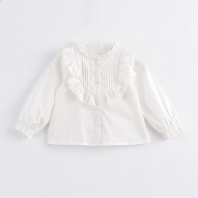 China Spring Viable Autumn Girls Lace Stand Collar Cotton Long Sleeve Shirt marc&janie 221569 Kids Fashion Cute Elegant Long Sleeve Shirt for sale