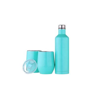 China Viable Hot Sale Gift Set 750ml Stainless Steel Vacuum Insulated Wine Water Bottle With 12oz Egg Shape Iced Wine Tumbler Coffee Mug for sale