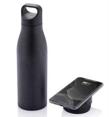 China Sustainable WIRELESS Stainless Steel Vacuum Insulated Double Wall Water Bottles With Hi-Tech Integrated Power Bank And Wireless Filling Bottom for sale