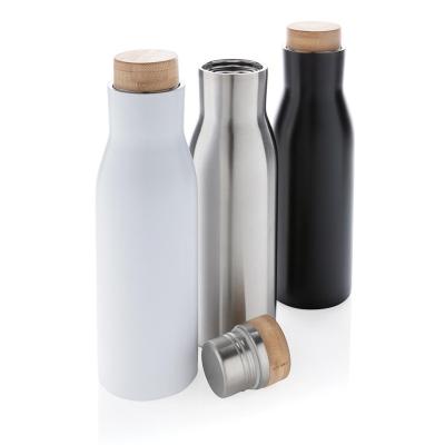 China Promotion 17oz 500ml Double Mouth Sports Flask Custom Viable Medium Wall Vacuum Insulated Water Bottle With Bamboo Steel Lid for sale