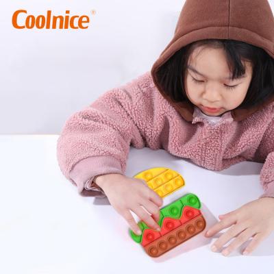 China Toy New Design Funny Bubble Squeeze Sensory Toy Burger Silicone Puzzle Game Funny Educational Toy for sale