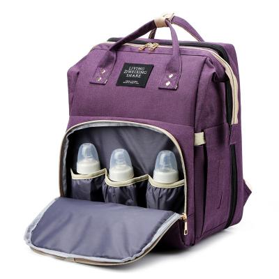 China Multifunctional Fashion Mummy Bag Bed Water Resistant Diaper Bag Backpack Backpack For Travel Bag With Bed for sale