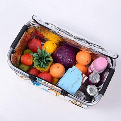 China Waterproof Insulated Picnic Bag Grocery Basket Market Folding Bag Insulated Basket For Family,Holiday,Party for sale