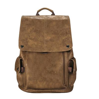 China Classic PU Leather Retro Large 15.6 Inch PU Backpack Waterproof Capacity For Teenager for sale