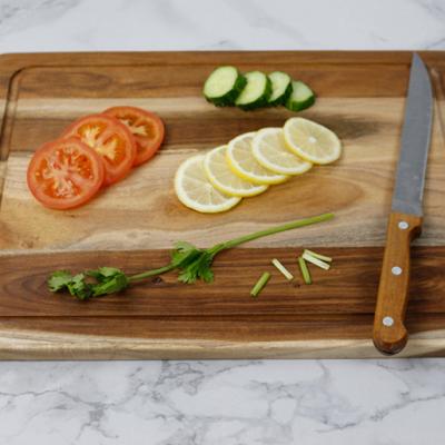 China Viable Modern Large Acacia Wood Serving Cutting Board with Juice Groove For Meat Vegetables Fruit Chicken for sale