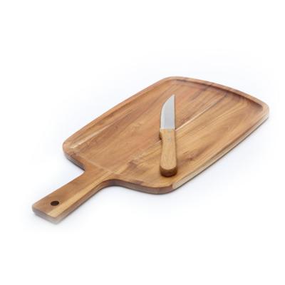 China Sustainable Short Handle Rectangle Shape Slicing Cutting Board Acacia Barbecue Board For Cooked Food for sale