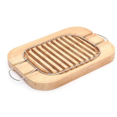 China Sustainable Personalized Large Rectangle Kitchen BBQ Rubber Wooden Barbecue Carving Boards Cutting Board for sale