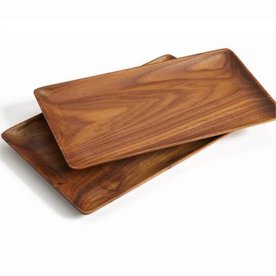 China Sustainable Custom Hot Selling Wooden Rectangle Black Walnut Serving Tray For Restaurant Hotel for sale