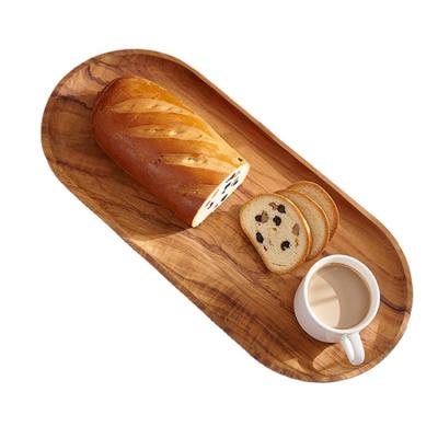 China Custom Made Solid Sustainable Olive Wood Serving Tray Eco - Friendly For Coffee Tea Cake Snack for sale