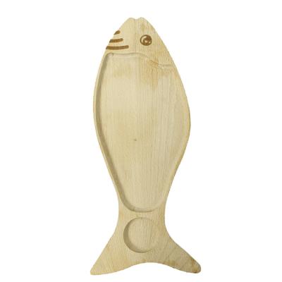 China Eco-friendly Hot Selling Fish Shaped Beech Wood Serving Tray For Breakfast Coffee Tea Cake Snack for sale