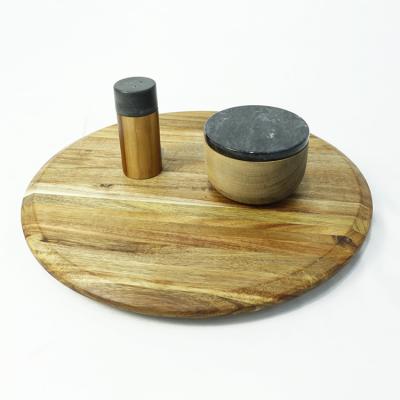 China Contemporary Hot Selling Natural Wood Acacia Susan Turntable Lazy for Pepper Mill Spice Salt Pot for sale