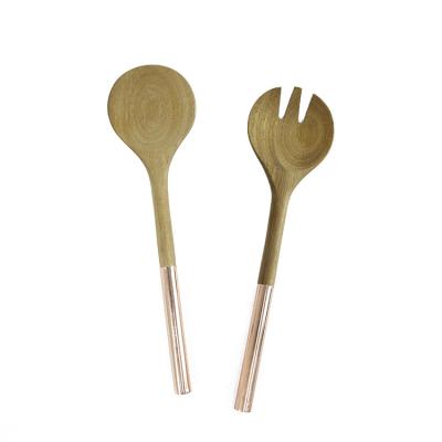 China Sustainable Hot Selling Acacia Wood Spoon And Forking Set Salad Servers Utensils For Serving Salad for sale