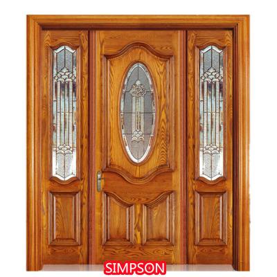 China Front Entrance Waterproof Wood Front Doors Luxury Hotel Solid Wood Wooden Door for sale