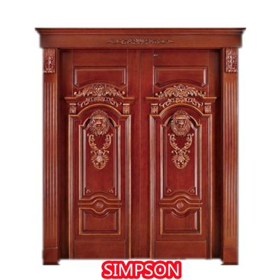 China Waterproof Decorative Front Wooden White Wooden Hard Steel Double Door Front Entry for sale