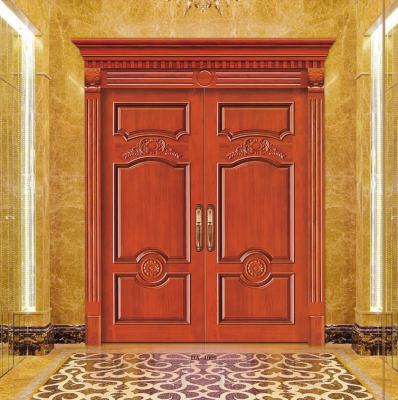 China Waterproof 70mm Thick Double Leaf Panel Main Door Wooden Doors Men Door for sale