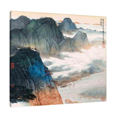 China Waterproof+ECO-Friendly Plum Blossom Landscape Mountains and Rivers Landscape Chinese Canvas Painting for Living Room Home Hotel Home Wall Decoration for sale