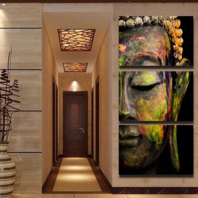 China Waterproof+ECO-Friendly Abstract Half Buddha Face Painting Wall Art Room Home Religious Cuadros Decoration Art Canvas Pictures For Living for sale