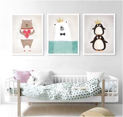 China Waterproof+ECO-Friendly Hot Sale Canvas Print For Kids Room Lovely Animal Penguin Custom Picture for sale