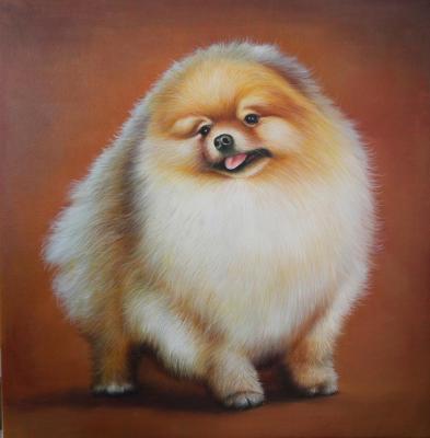 China Realistic Hand Painted Custom Animal Portrait Oil Painting On Canvas Dog for sale