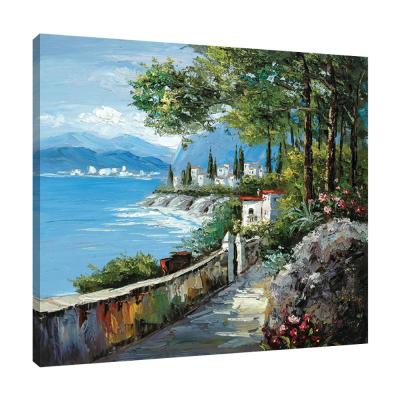 China Modern Premium Quality Hotsell Mediterranean Sea Framed Abstract Landscape Oil Painting for sale