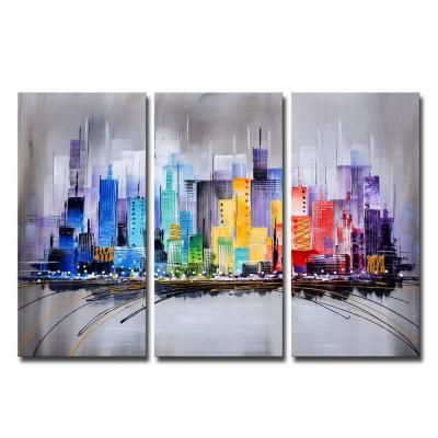 China Abstract Handmade Oil Painting Abstract 3 Panels for sale