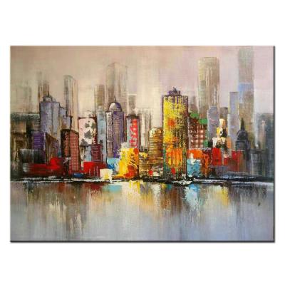 China Handmade Modern Abstract Modern City Oil Art Painting Decorative For Living Room Home Hotel Wall Decoration for sale