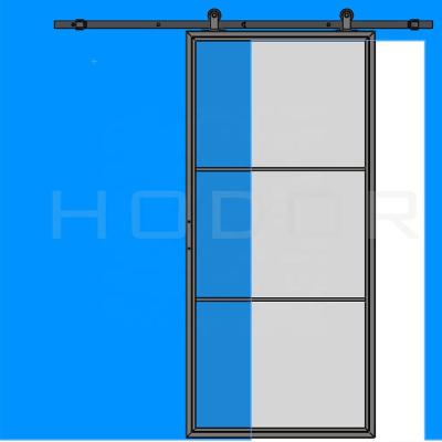 China HODOR SG03 decoration steel glass sliding modern barn door panel french door frosted tempered glass door for sale